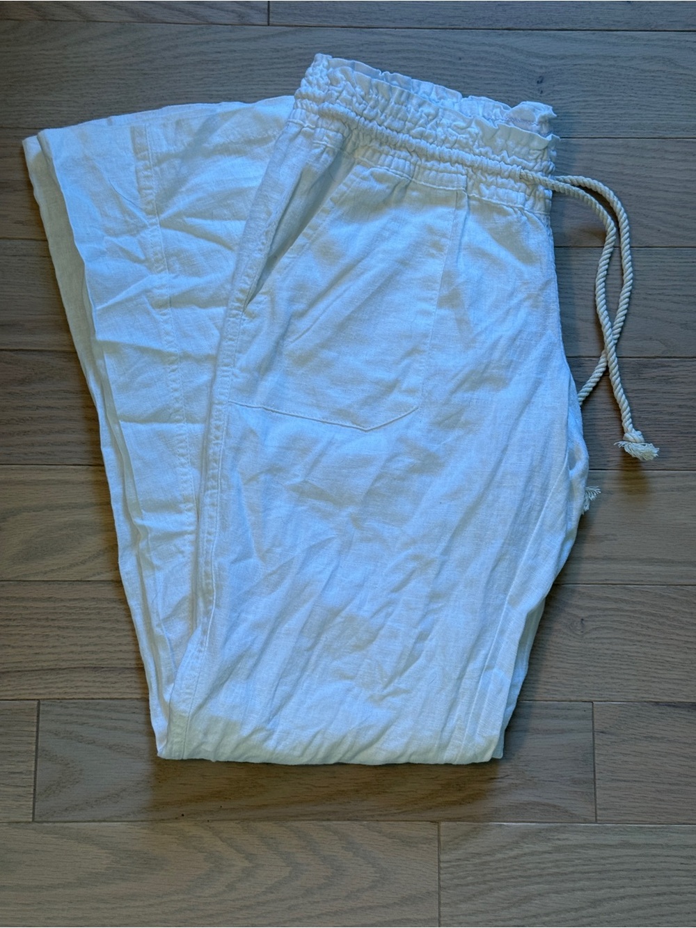 ROXY Women’s White Drawstring Linen Blend Pants Size S
